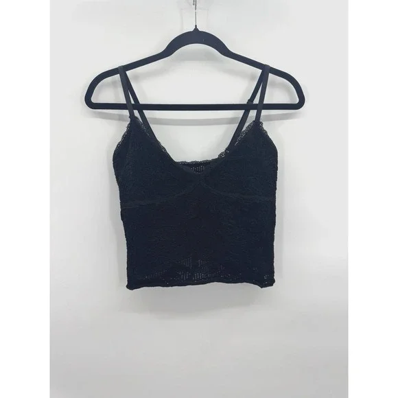 Womens XL Babydoll Top Cropped Lace Crochet Tank Whimsigoth Fairy Grunge Urban - Picture 2 of 9